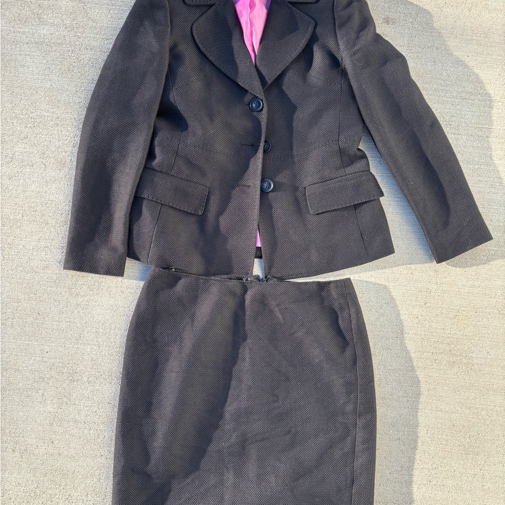 Anne Klein Black Suit with Pink Lining